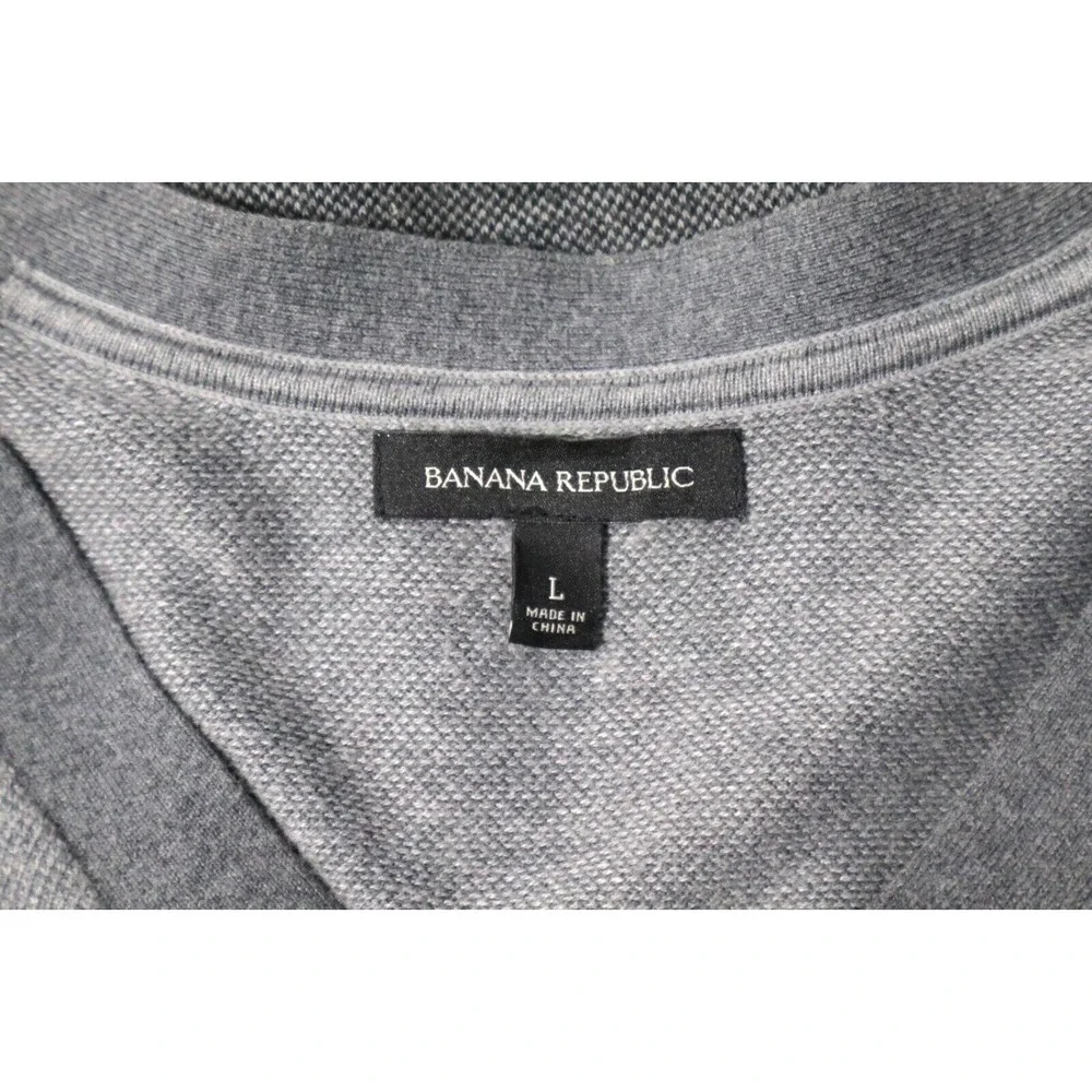 Banana Republic Sz L Silk Blend‎ Gray Black Boyfriend Cardigan Academia Preppy